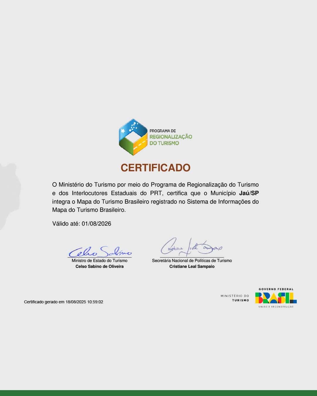 Jahu no mapa do Turismo