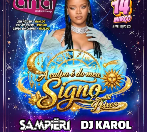 Sampieri e DJ Karol, 14 de março no Bar da Ana